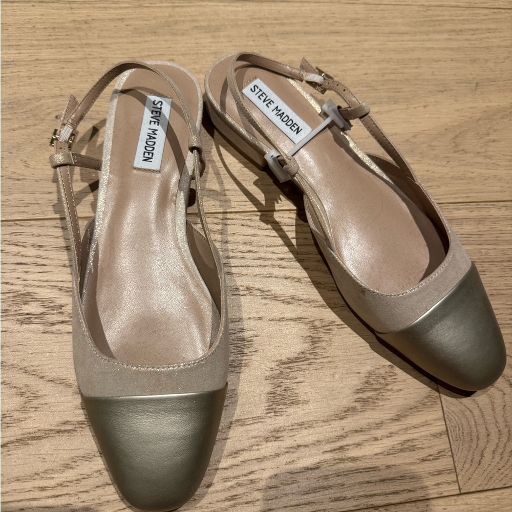 Steve Madden Women's Beige and Metallic Slingback Flats